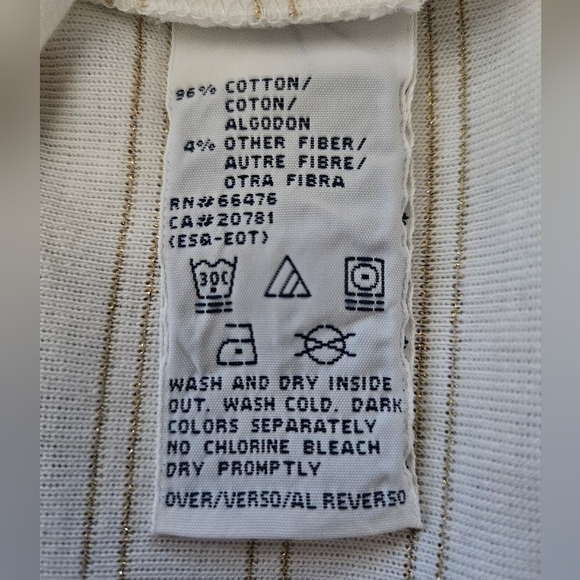 NWT - Tommy Hilfiger White Cotton w Gold Stripes Jersey - Size XL - Picture 7 of 11
